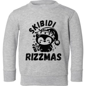 Ski Bidi Riz Zmas Funny Gen Alpha Slang Christmas Penguin Toddler Sweatshirt