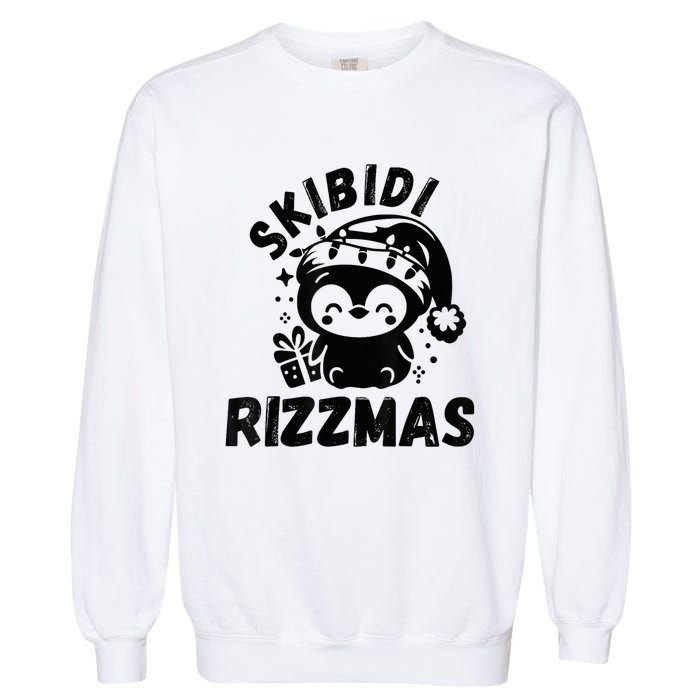 Ski Bidi Riz Zmas Funny Gen Alpha Slang Christmas Penguin Garment-Dyed Sweatshirt