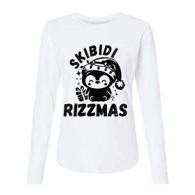 Ski Bidi Riz Zmas Funny Gen Alpha Slang Christmas Penguin Womens Cotton Relaxed Long Sleeve T-Shirt