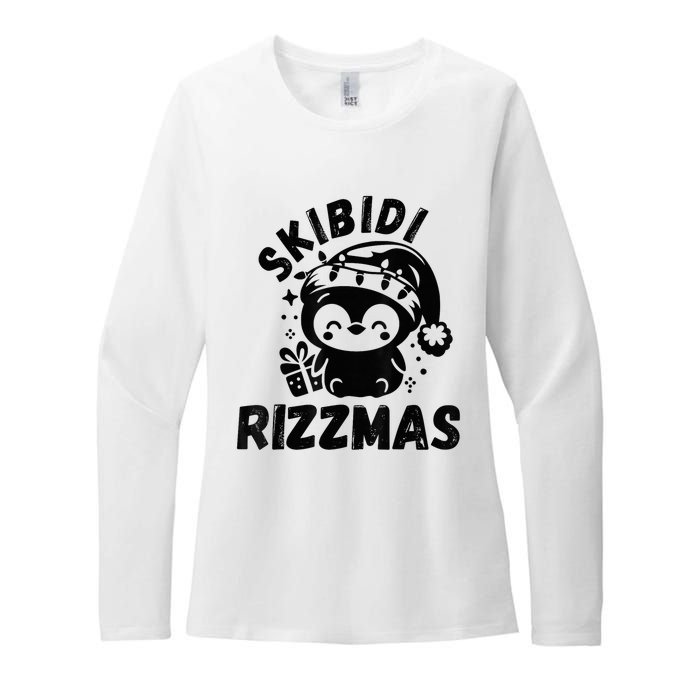 Ski Bidi Riz Zmas Funny Gen Alpha Slang Christmas Penguin Womens CVC Long Sleeve Shirt