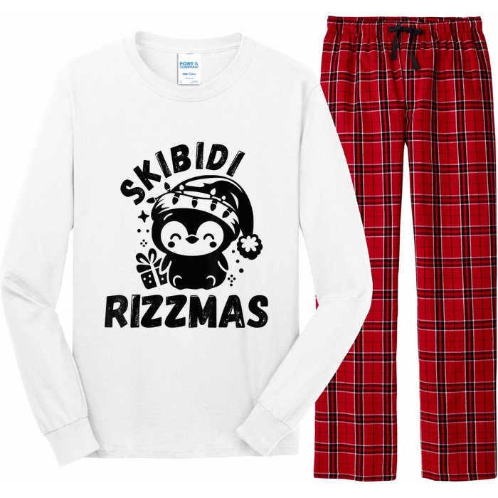 Ski Bidi Riz Zmas Funny Gen Alpha Slang Christmas Penguin Long Sleeve Pajama Set