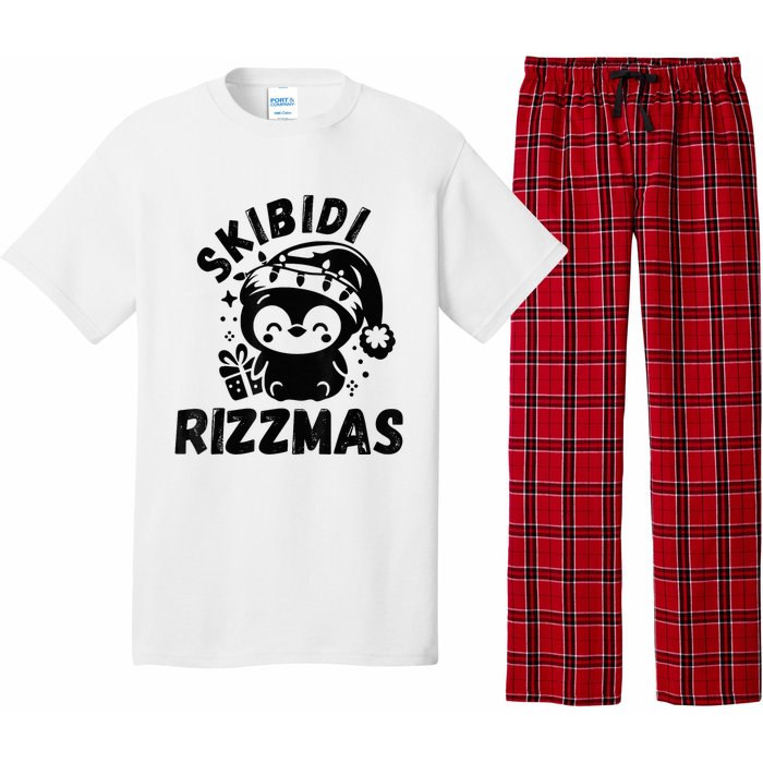 Ski Bidi Riz Zmas Funny Gen Alpha Slang Christmas Penguin Pajama Set