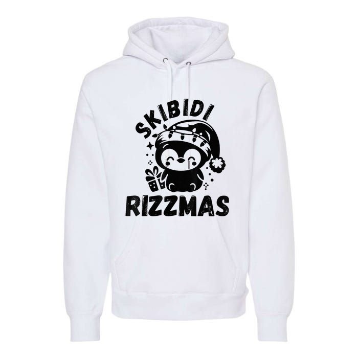 Ski Bidi Riz Zmas Funny Gen Alpha Slang Christmas Penguin Premium Hoodie