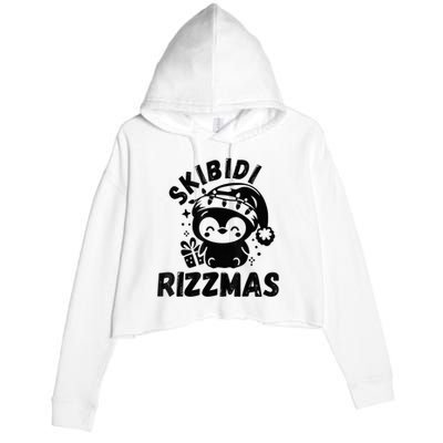 Ski Bidi Riz Zmas Funny Gen Alpha Slang Christmas Penguin Crop Fleece Hoodie