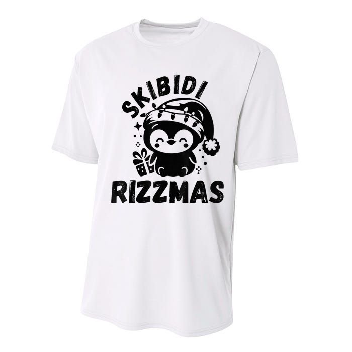 Ski Bidi Riz Zmas Funny Gen Alpha Slang Christmas Penguin Performance Sprint T-Shirt