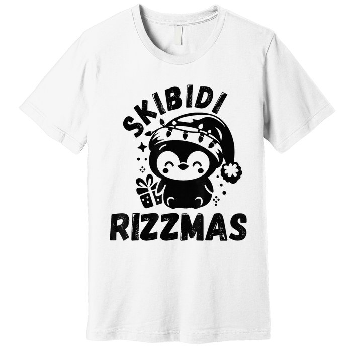 Ski Bidi Riz Zmas Funny Gen Alpha Slang Christmas Penguin Premium T-Shirt