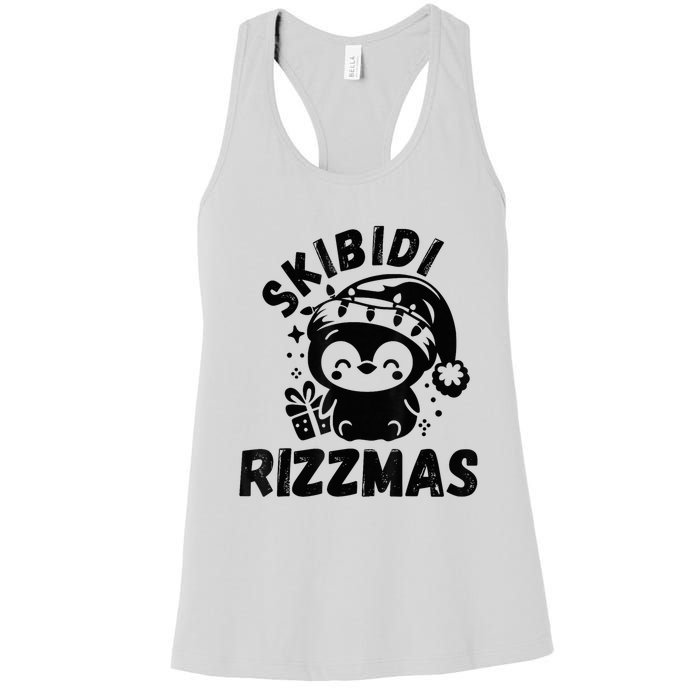 Ski Bidi Riz Zmas Funny Gen Alpha Slang Christmas Penguin Women's Racerback Tank