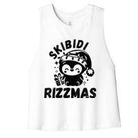 Ski Bidi Riz Zmas Funny Gen Alpha Slang Christmas Penguin Women's Racerback Cropped Tank