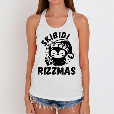 Ski Bidi Riz Zmas Funny Gen Alpha Slang Christmas Penguin Women's Knotted Racerback Tank