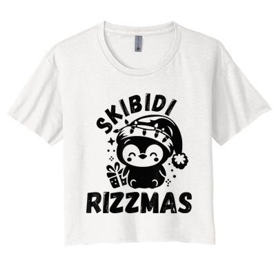 Ski Bidi Riz Zmas Funny Gen Alpha Slang Christmas Penguin Women's Crop Top Tee