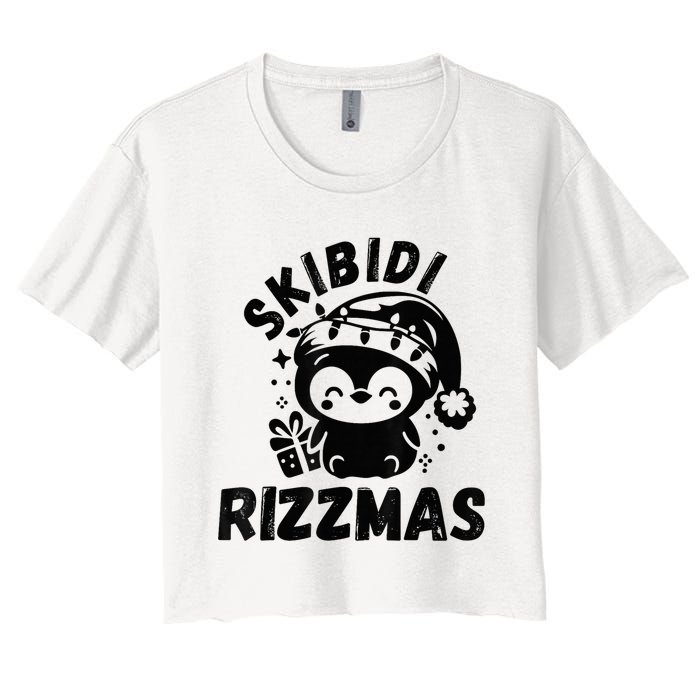 Ski Bidi Riz Zmas Funny Gen Alpha Slang Christmas Penguin Women's Crop Top Tee