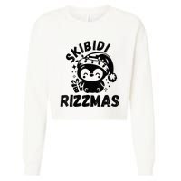 Ski Bidi Riz Zmas Funny Gen Alpha Slang Christmas Penguin Cropped Pullover Crew