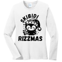 Ski Bidi Riz Zmas Funny Gen Alpha Slang Christmas Penguin Ladies Long Sleeve Shirt