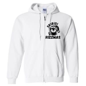 Ski Bidi Riz Zmas Funny Gen Alpha Slang Christmas Penguin Full Zip Hoodie