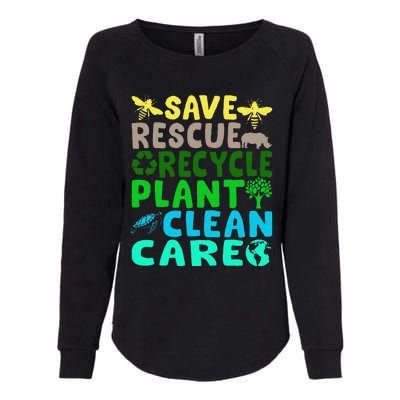 Save Bees Rescue Animals Recycle Plastic Earth Day Planet Gift Womens California Wash Sweatshirt