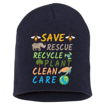 Save Bees Rescue Animals Recycle Plastic Earth Day Planet Short Acrylic Beanie