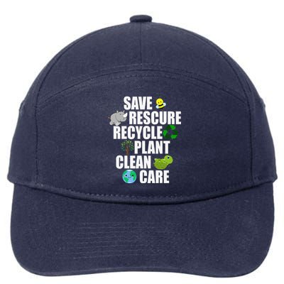 Save Bees Rescue Animals Recycle Plastic Earth Day 7-Panel Snapback Hat