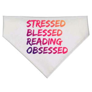 Stressed Blessed Reading Obsessed Book Worm Reading Day Gift USA-Made Doggie Bandana