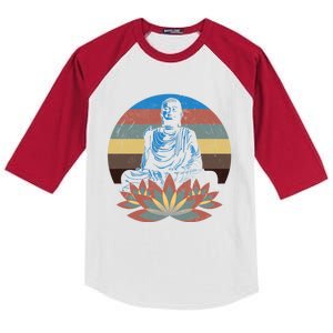 Sleeping Buddha Relaxing Meditation Gift Design Idea Gift Kids Colorblock Raglan Jersey