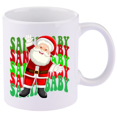 Santa Baby Retro Holiday Festive Cute 11oz C Handle Ceramic Mug