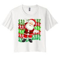 Santa Baby Retro Holiday Festive Cute Women's Crop Top Tee