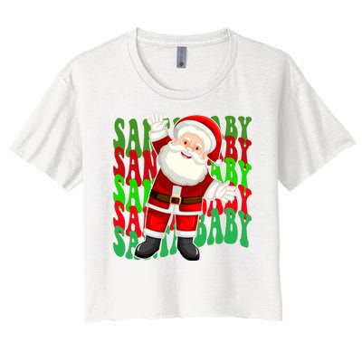 Santa Baby Retro Holiday Festive Cute Women's Crop Top Tee