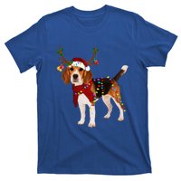 Santa Beagle Reindeer Light Christmas Gift T-Shirt