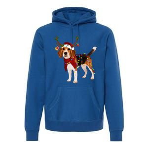 Santa Beagle Reindeer Light Christmas Gift Premium Hoodie