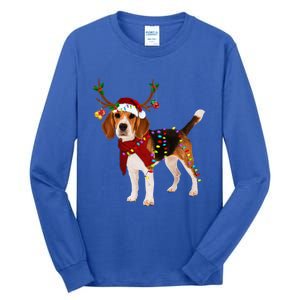 Santa Beagle Reindeer Light Christmas Gift Tall Long Sleeve T-Shirt