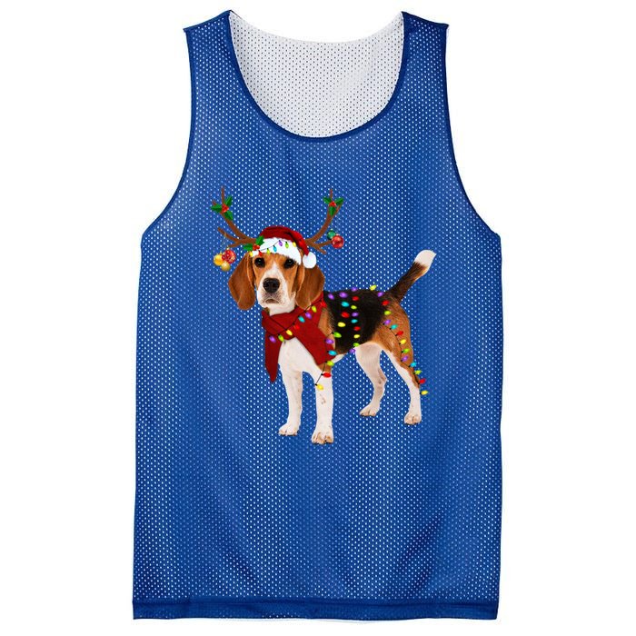 Santa Beagle Reindeer Light Christmas Gift Mesh Reversible Basketball Jersey Tank