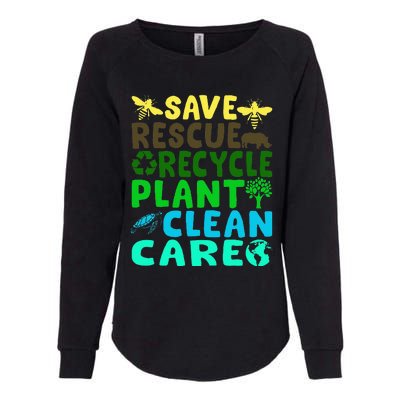 Save Bees Rescue Animals Recycle Plastic Earth Day Planet Womens California Wash Sweatshirt