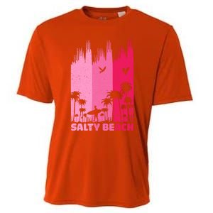 Salty Beach Retro Surfing Summer Palm Tree Family Trip Cute Gift Cooling Performance Crew T-Shirt