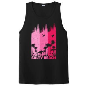 Salty Beach Retro Surfing Summer Palm Tree Family Trip Cute Gift PosiCharge Competitor Tank