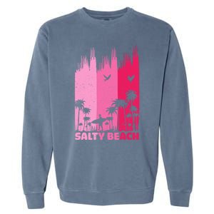 Salty Beach Retro Surfing Summer Palm Tree Family Trip Cute Gift Garment-Dyed Sweatshirt