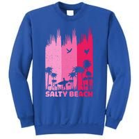 Salty Beach Retro Surfing Summer Palm Tree Family Trip Cute Gift Sweatshirt