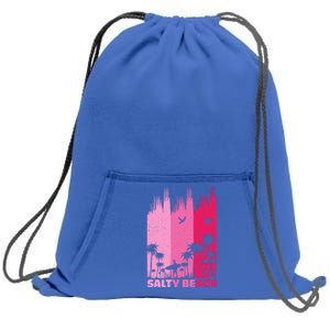 Salty Beach Retro Surfing Summer Palm Tree Family Trip Cute Gift Sweatshirt Cinch Pack Bag