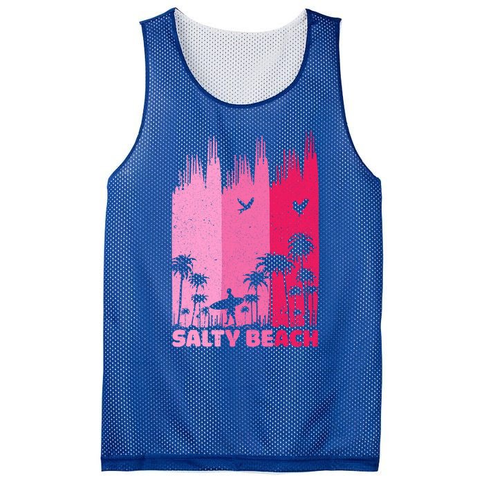 Salty Beach Retro Surfing Summer Palm Tree Family Trip Cute Gift Mesh Reversible Basketball Jersey Tank