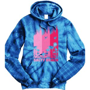 Salty Beach Retro Surfing Summer Palm Tree Family Trip Cute Gift Tie Dye Hoodie