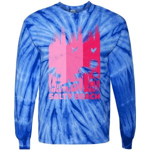 Salty Beach Retro Surfing Summer Palm Tree Family Trip Cute Gift Tie-Dye Long Sleeve Shirt