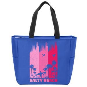 Salty Beach Retro Surfing Summer Palm Tree Family Trip Cute Gift Zip Tote Bag