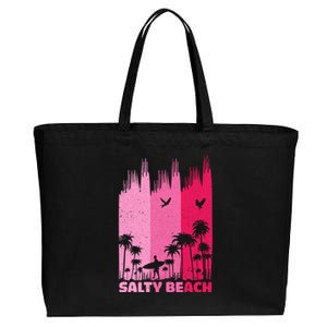 Salty Beach Retro Surfing Summer Palm Tree Family Trip Cute Gift Cotton Canvas Jumbo Tote