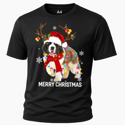 St Bernard Reindeer Xmas Light Christmas Ornaments Xmas Dog Performance Shirt