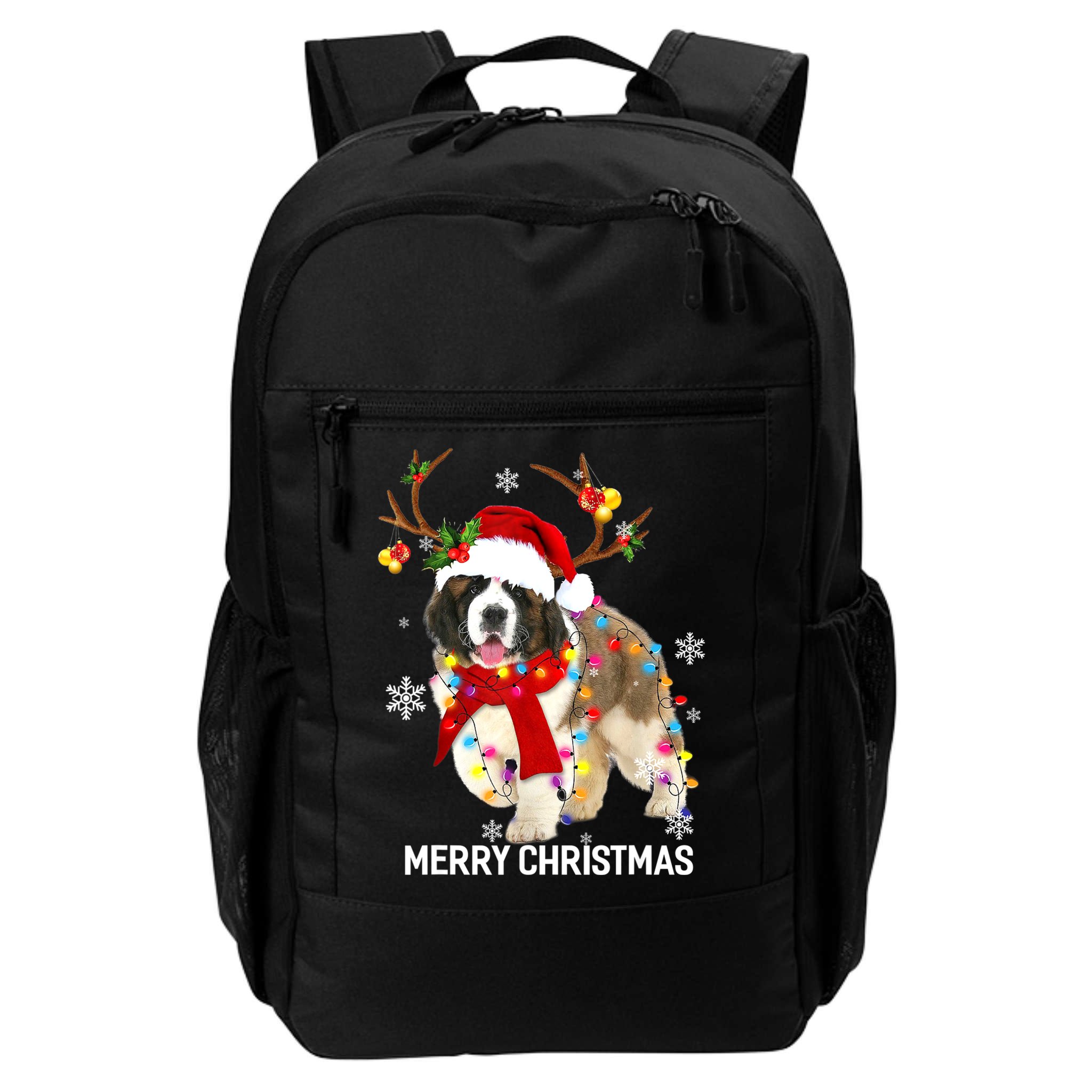 St Bernard Reindeer Xmas Light Christmas Ornaments Xmas Dog Backpack