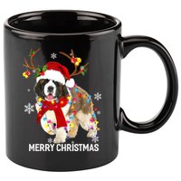 St Bernard Reindeer Xmas Light Christmas Ornaments Xmas Dog 11oz C Handle Ceramic Mug