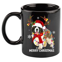 St Bernard Reindeer Xmas Light Christmas Ornaments Xmas Dog 11oz C Handle Ceramic Mug