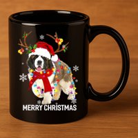 St Bernard Reindeer Xmas Light Christmas Ornaments Xmas Dog 11oz C Handle Ceramic Mug