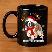 St Bernard Reindeer Xmas Light Christmas Ornaments Xmas Dog 11oz C Handle Ceramic Mug