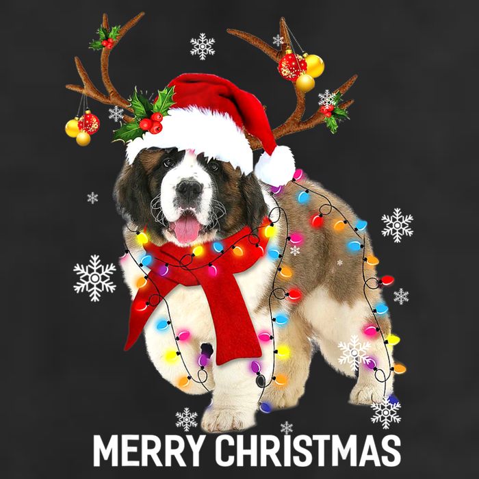 St Bernard Reindeer Xmas Light Christmas Ornaments Xmas Dog 11oz C Handle Ceramic Mug