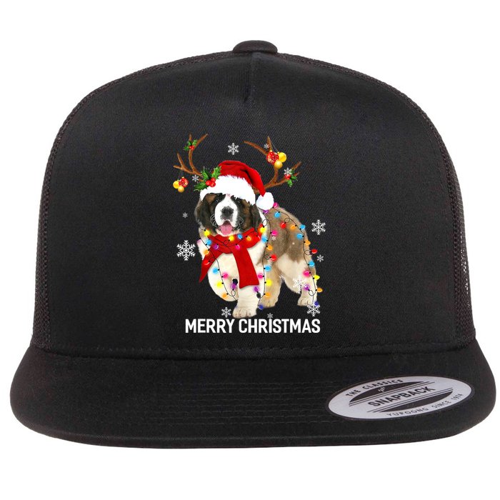 St Bernard Reindeer Xmas Light Christmas Ornaments Xmas Dog Flatbill Hat