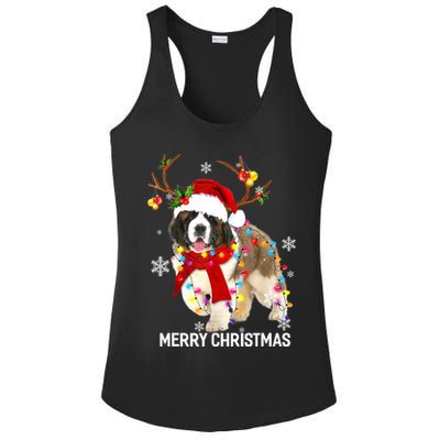 St Bernard Reindeer Xmas Light Christmas Ornaments Xmas Dog Ladies PosiCharge Competitor Racerback Tank